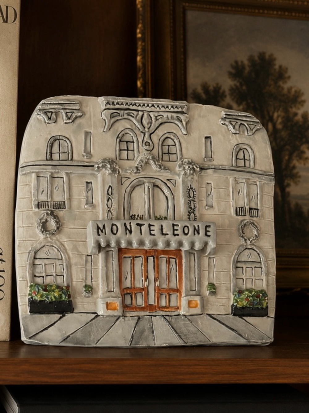 Orig Handmade Hotel Monteleone Clay Wall Plaque | New Orleans French Quarter Art